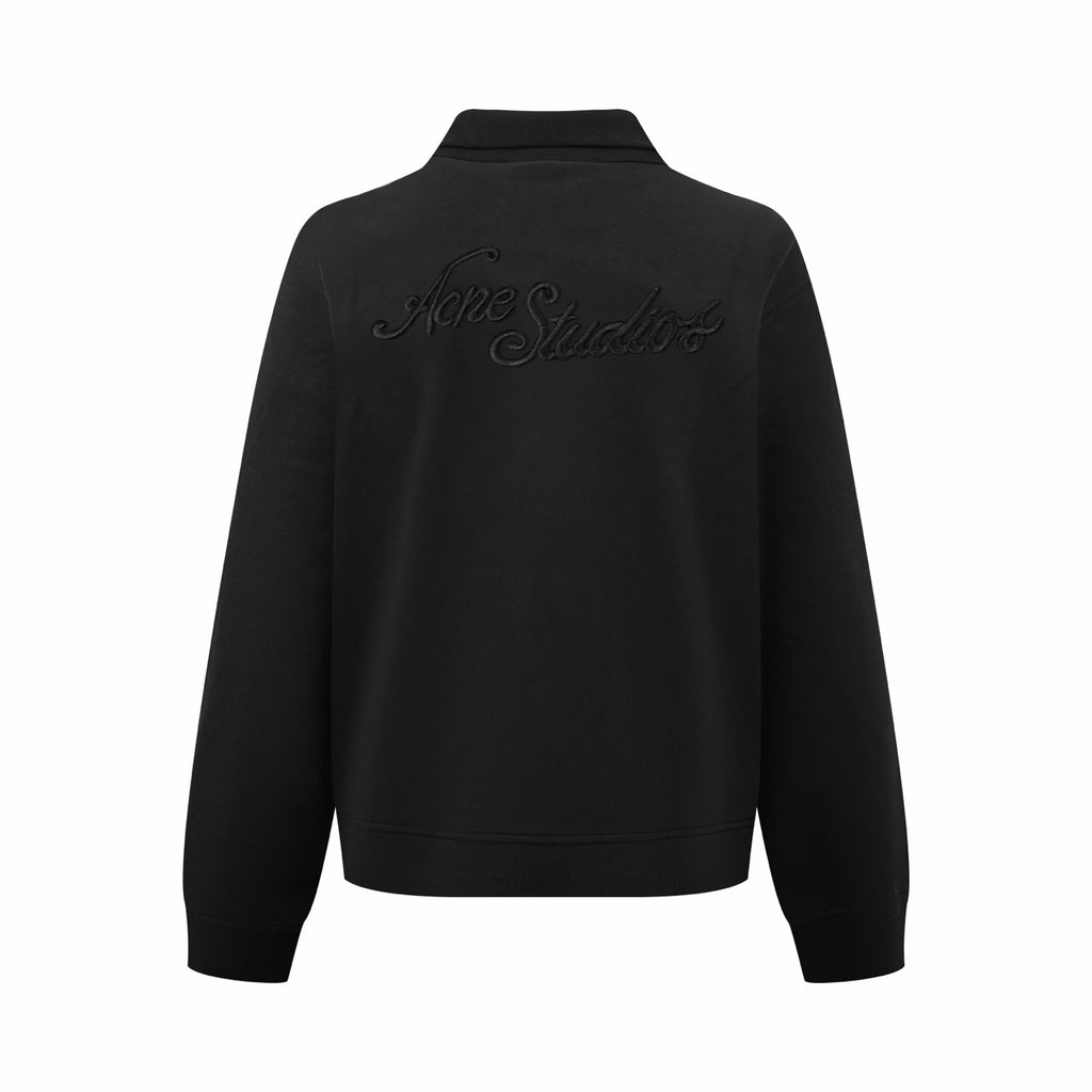 Acne Studios Full‑Zip Stand Collar Tone‑on‑Tone Script Sweat Jacket