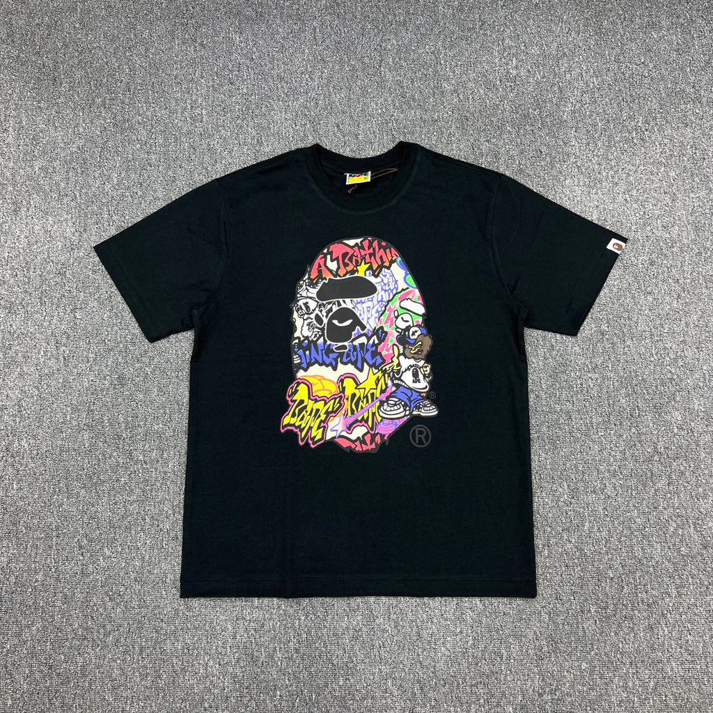 BAPE Graffiti Tag Multi-Colour Ape Head Full-Fill Print Tee Oversized Unisex T-Shirt