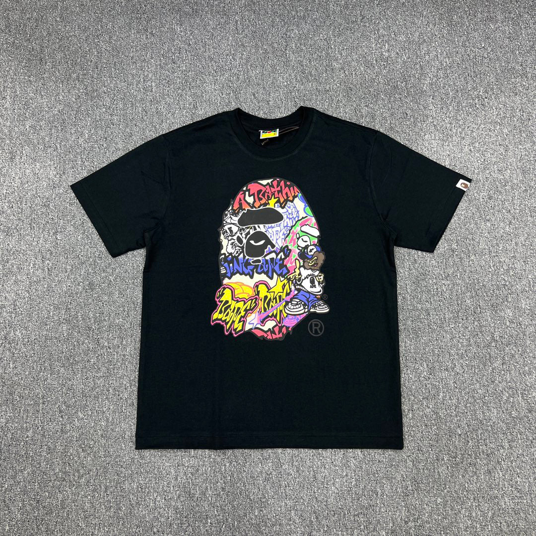 BAPE Graffiti Tag Multi-Colour Ape Head Full-Fill Print Tee Oversized Unisex T-Shirt