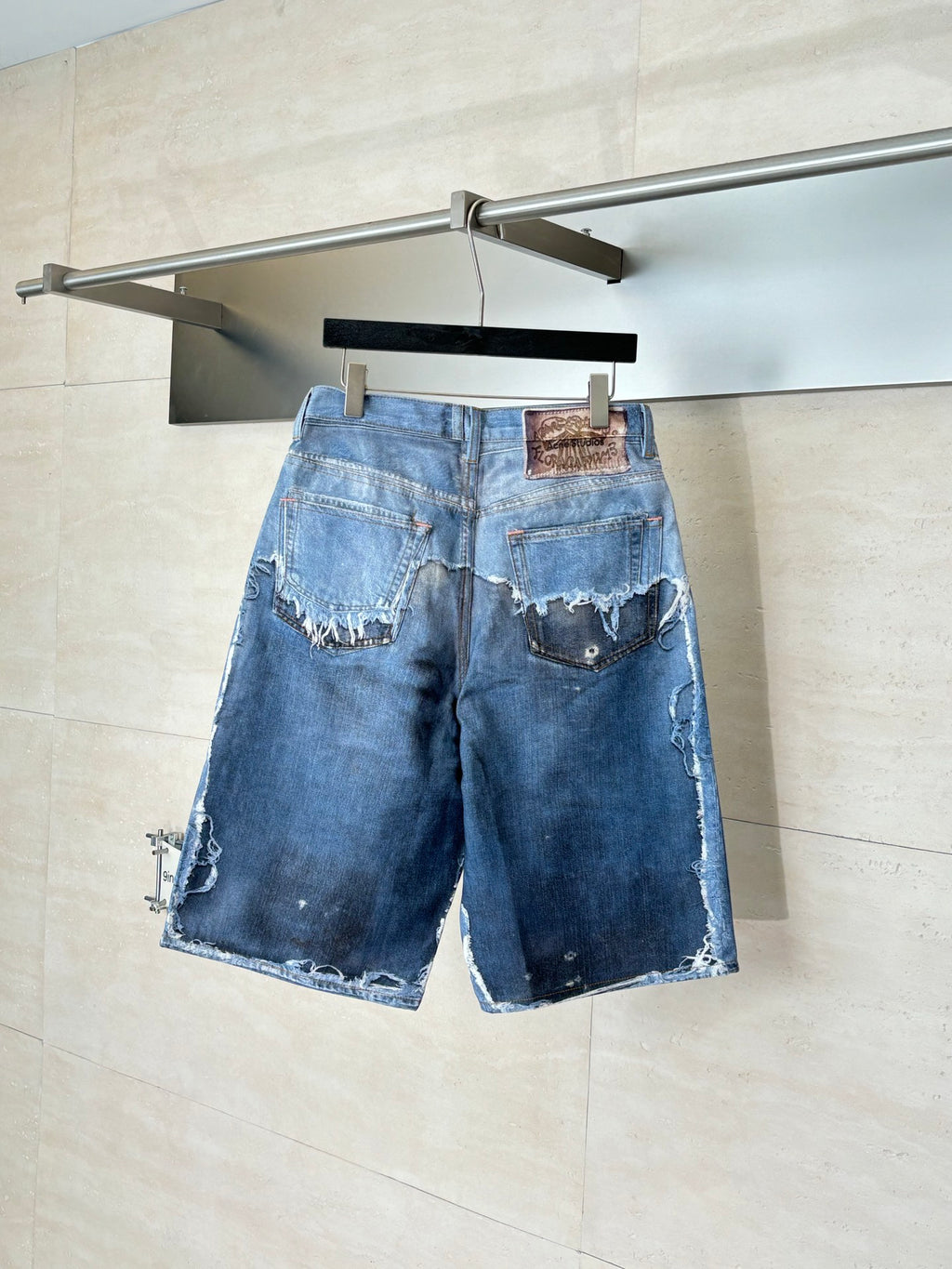 Acne Studios Heavily Distressed Denim Jort Shorts