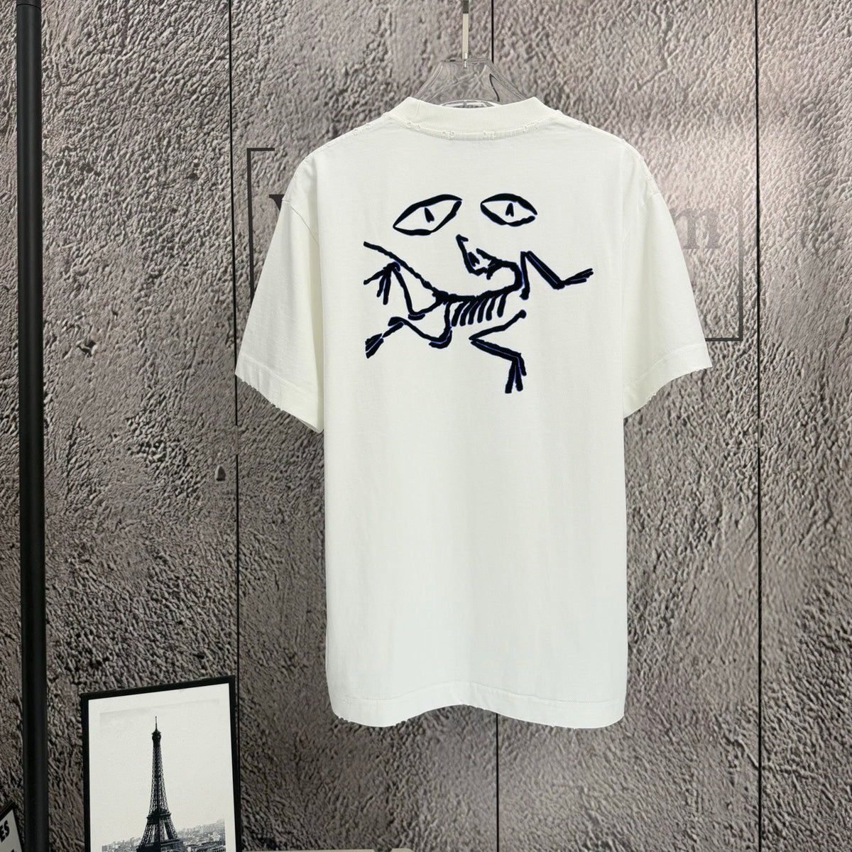 2026 Spring Summer Arc'teryx Washed Distressed T‑Shirt | Front‑Back Flocking Heat‑Press Skeleton Tee Unisex