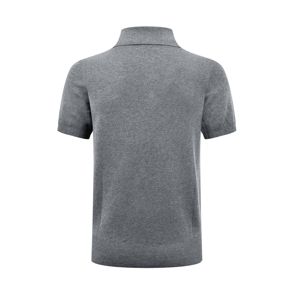 Men Short‑Sleeve Knit Polo Shirt, Small Horse Embroidery