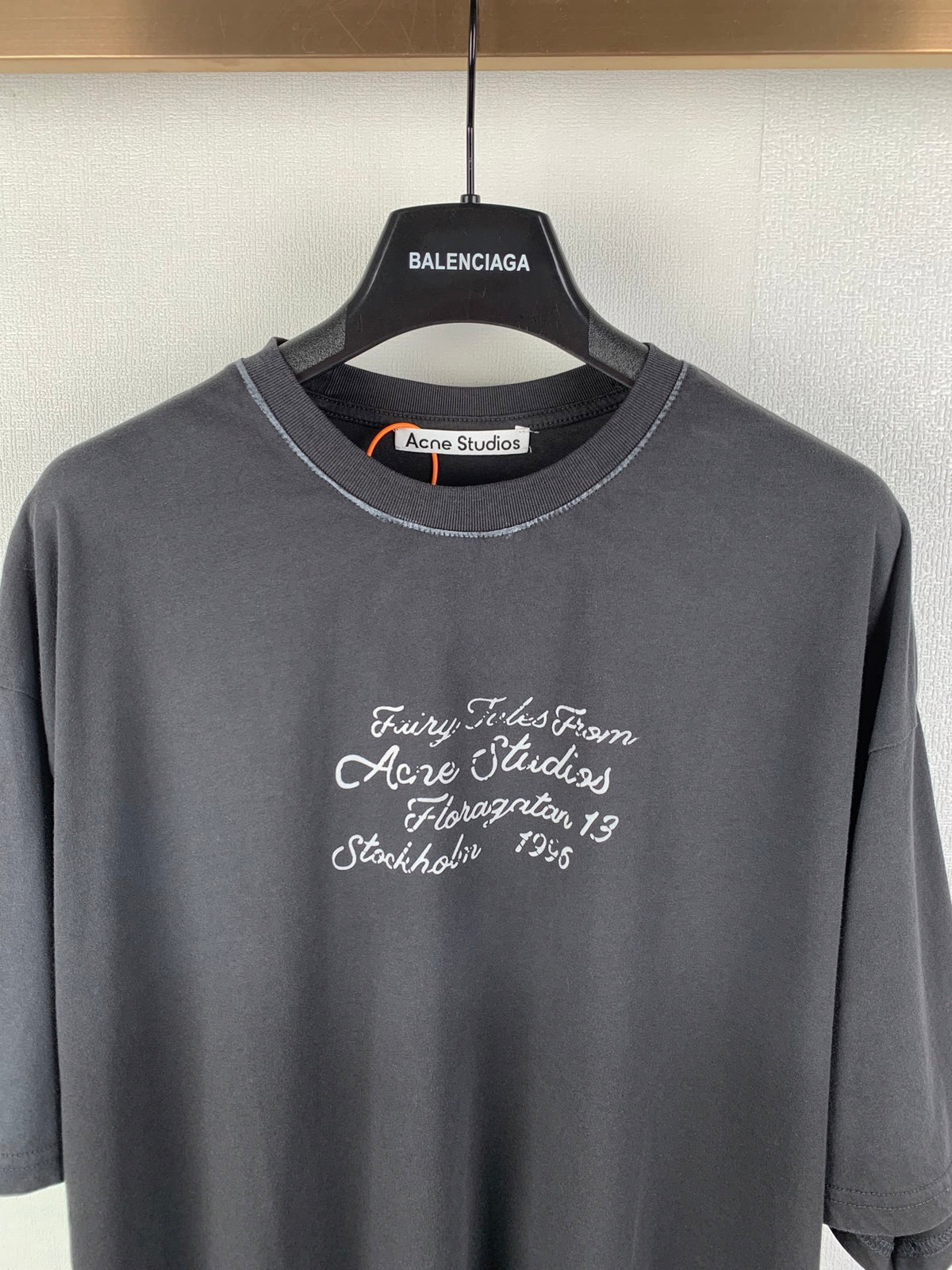 Acne Studios Vintage Script Print Oversized Short‑Sleeve T‑Shirt