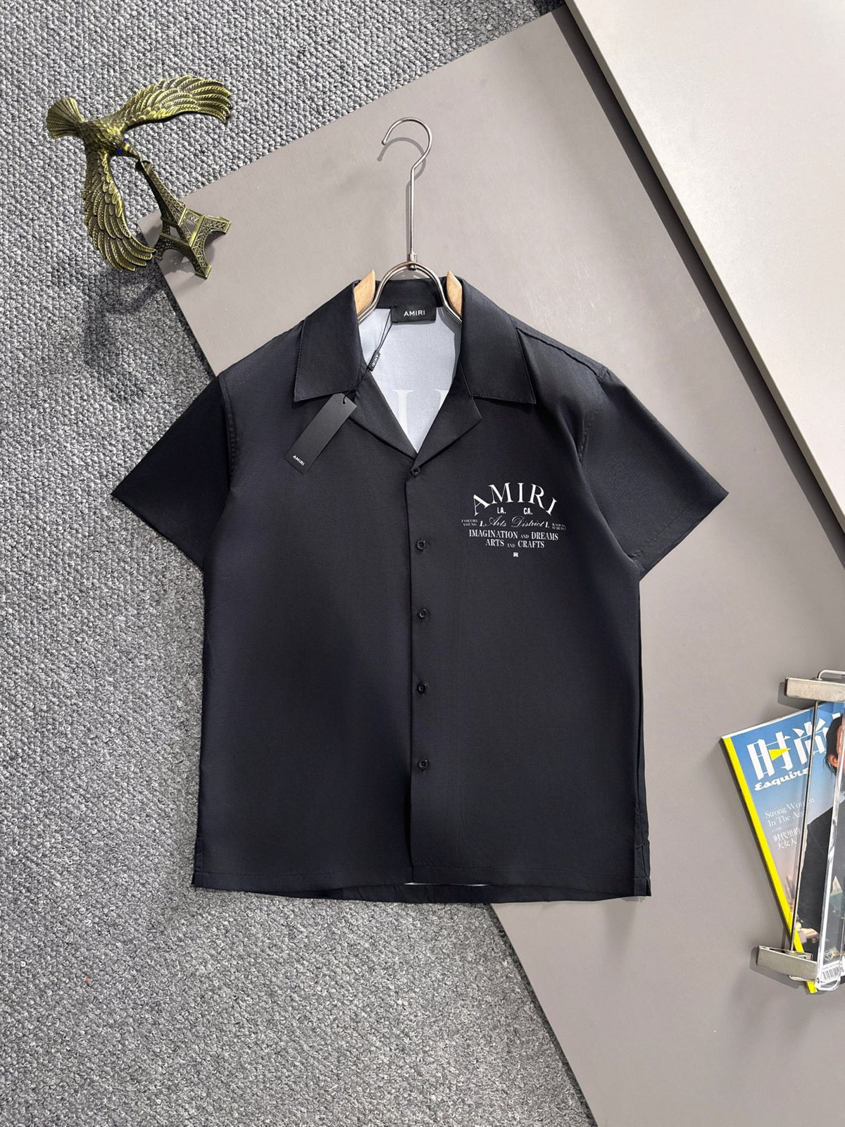 AMIRI Arts District Arch Logo Camp Collar Shirt and Shorts Set