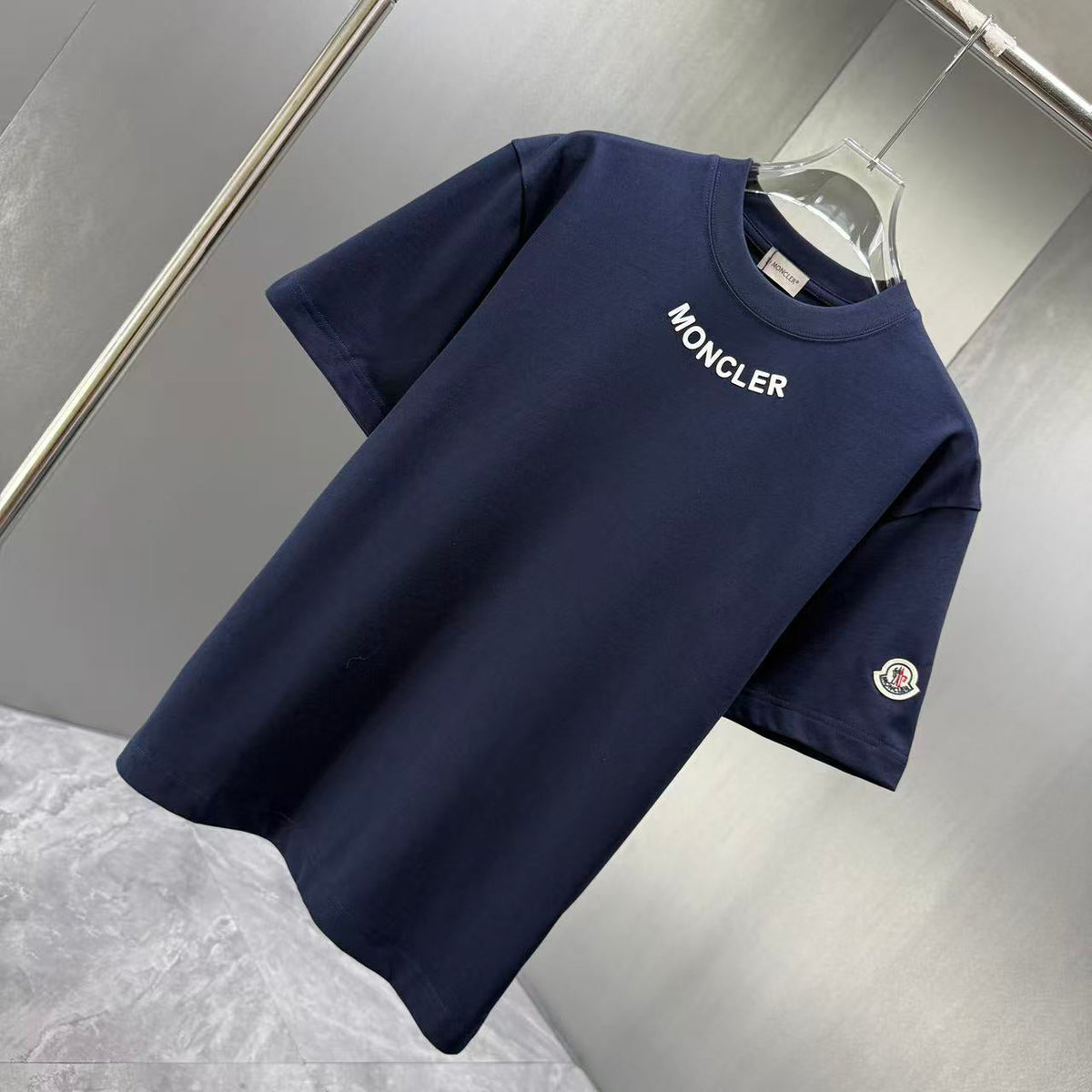 Moncler Lettering Logo T-Shirt Navy