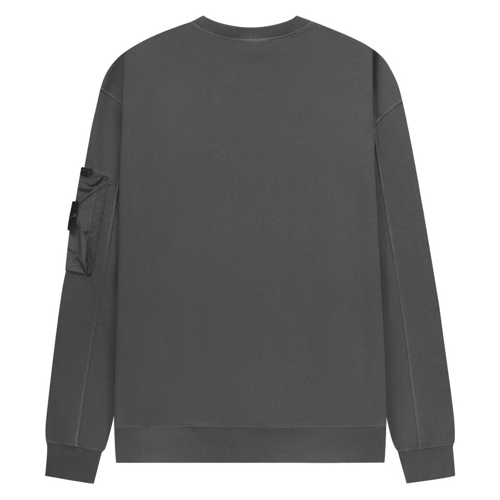 Stone Island Cotton Crew Neck Sweatshirt with Left Chest Name Patch and Right Sleeve Compass Badge Pocket
