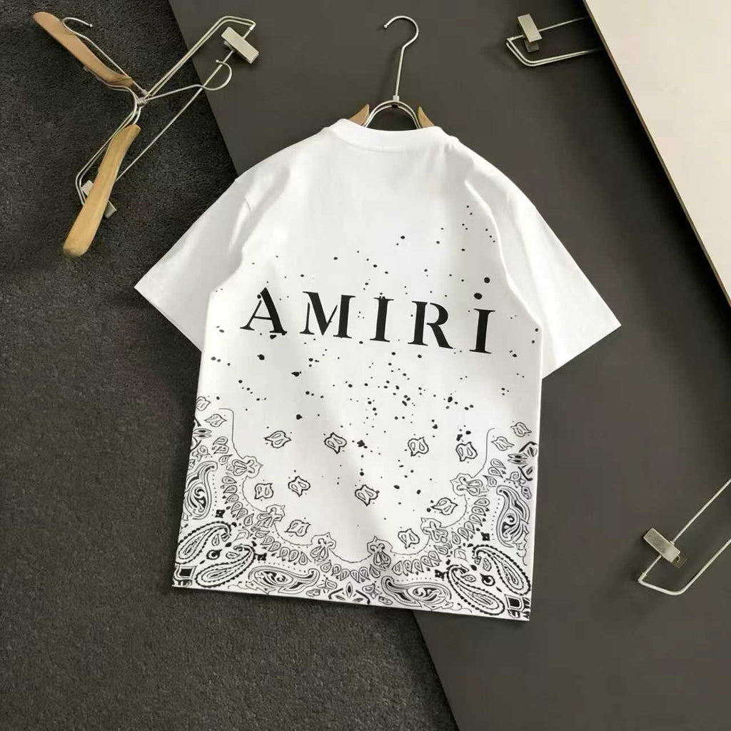 Amiri Bandana Splash Print Crew‑Neck Short‑Sleeve T‑Shirt