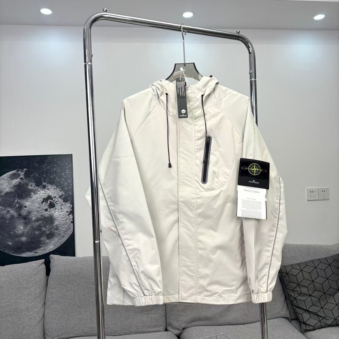 Stone Island Reflective Lightweight Hooded Windbreaker with Compass Badge
