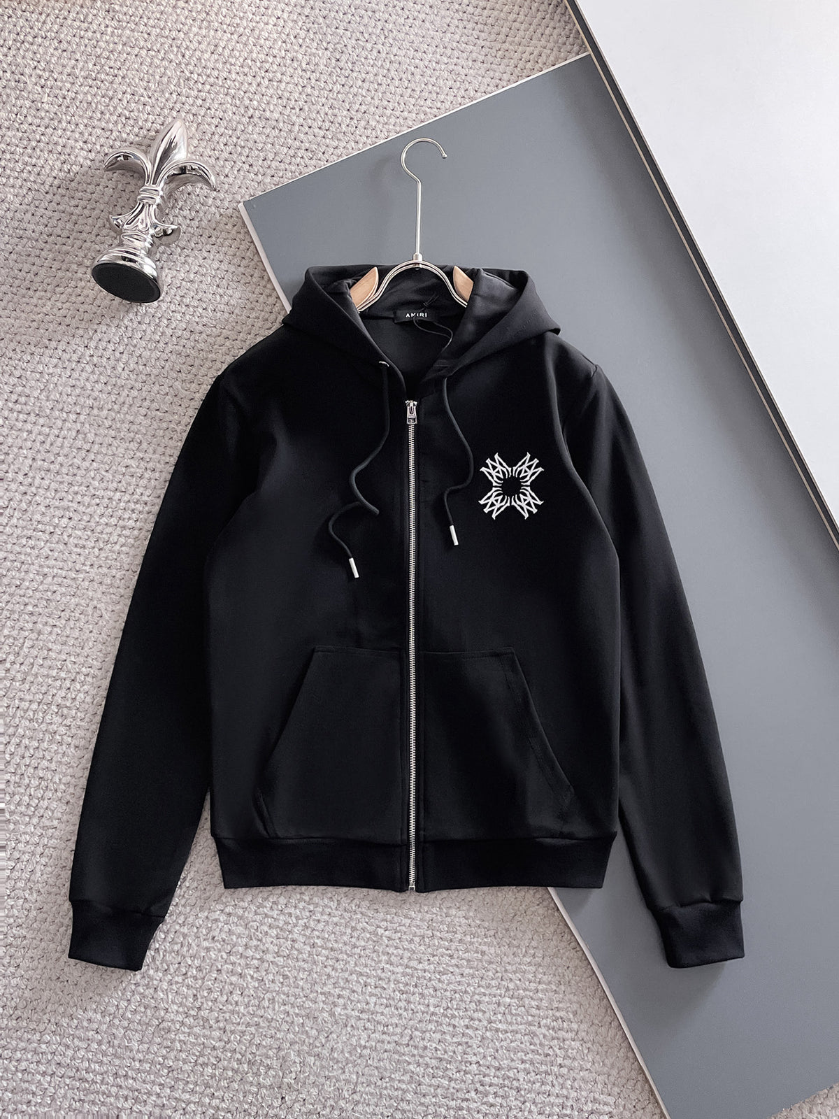 AMIRI Symmetrical Tribal Graphic Zip‑Up Hoodie & Jogger Tracksuit Set