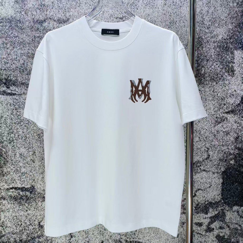 AMIRI Two‑Tone MA Monogram Chest Graphic Short‑Sleeve Tee