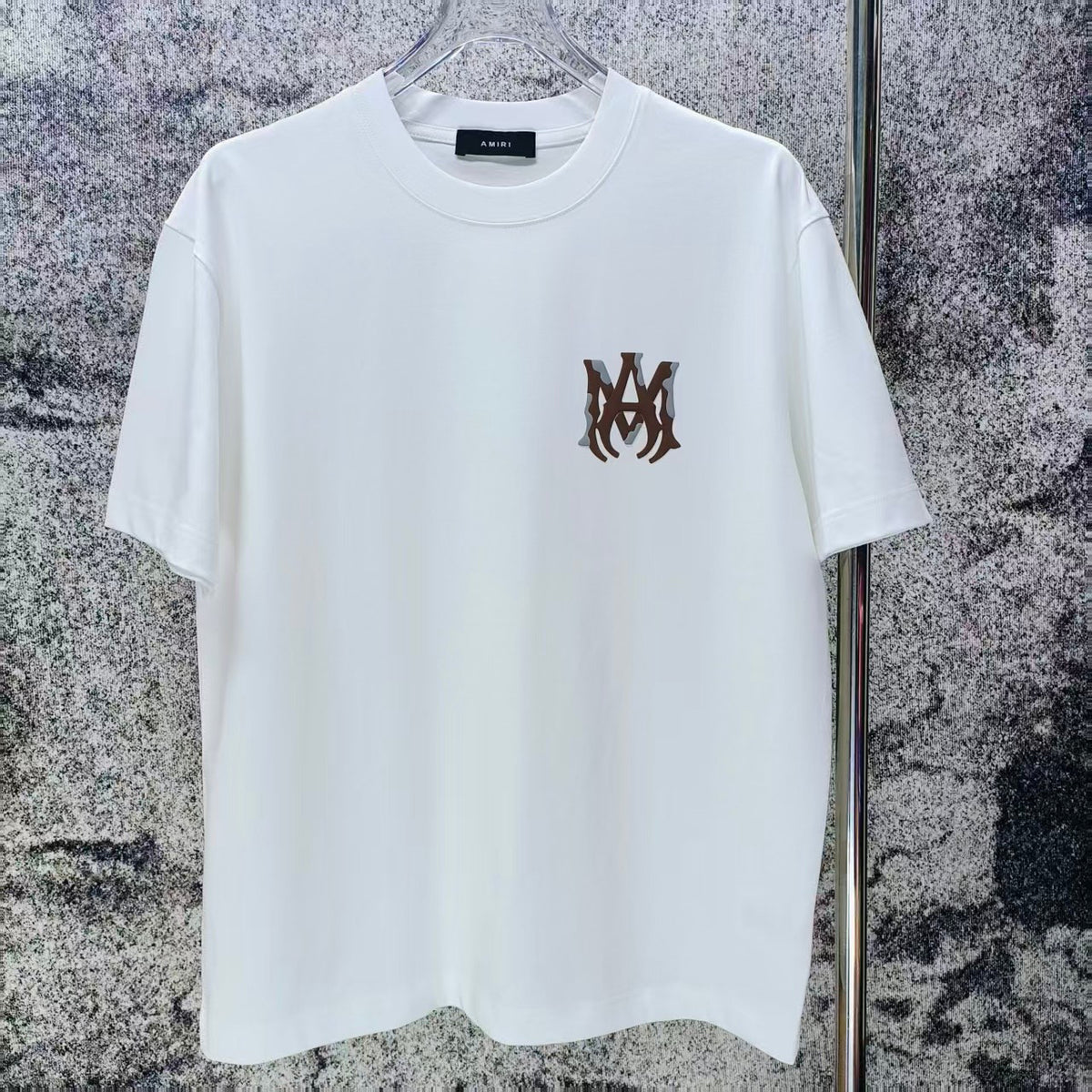 AMIRI Two‑Tone MA Monogram Chest Graphic Short‑Sleeve Tee
