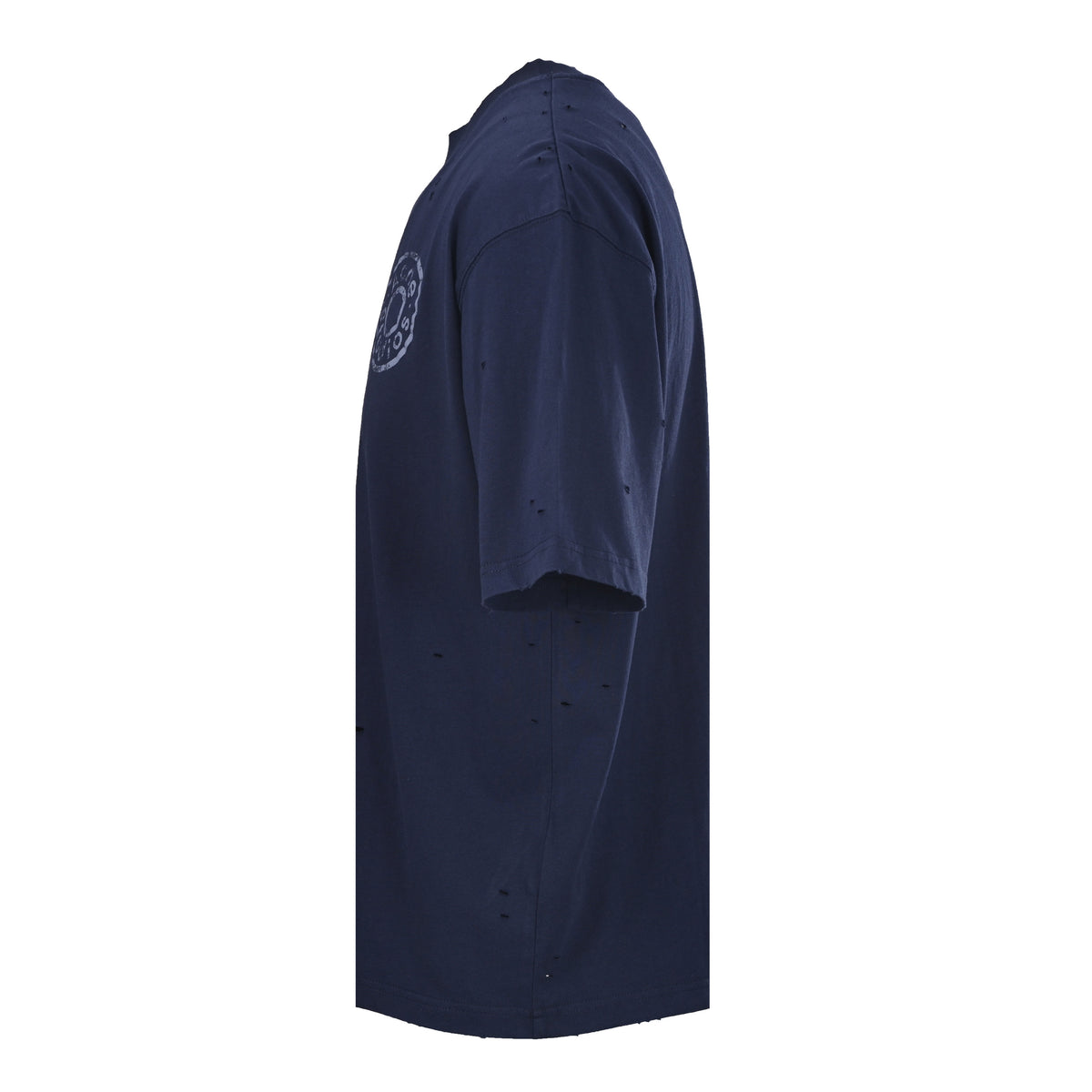 Acne Studios Distressed‑Rip Circular‑Logo Oversized Crew‑Neck T‑Shirt