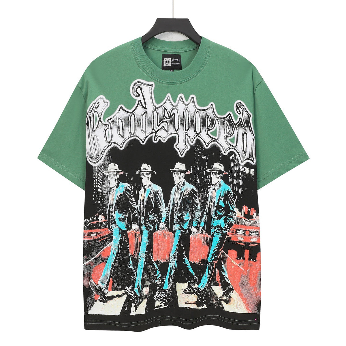 Godspeed Skeleton Gang Abbey Road Short Sleeve Tee (Forest Green)