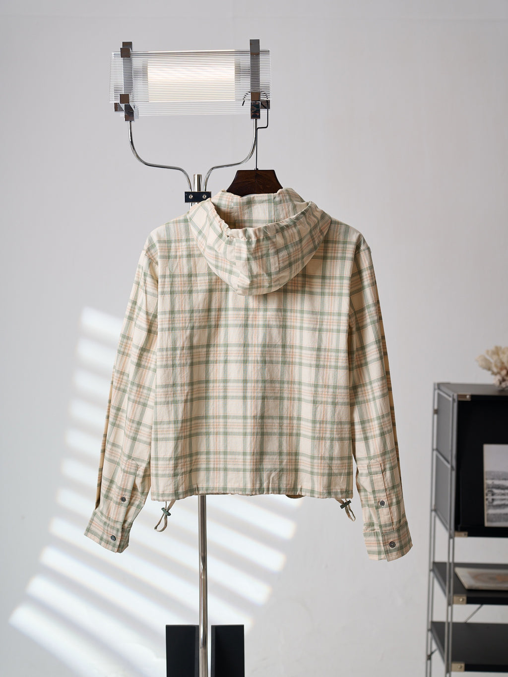 Acne Studios Plaid Zip‑Up Hooded Jacket