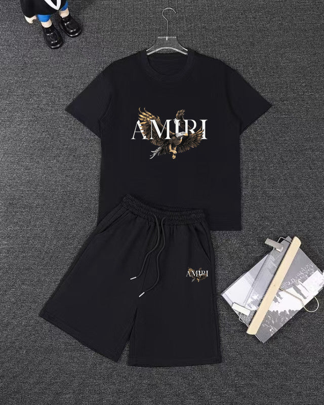 AMIRI Eagle Graphic Short‑Sleeve Tee & Drawstring Shorts Set