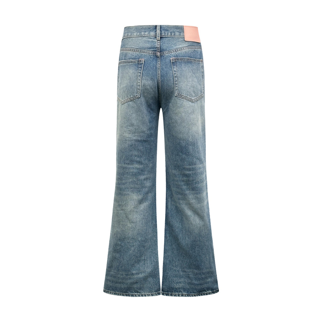 Acne Studios Distressed Flared Leg Vintage Wash Denim Jeans