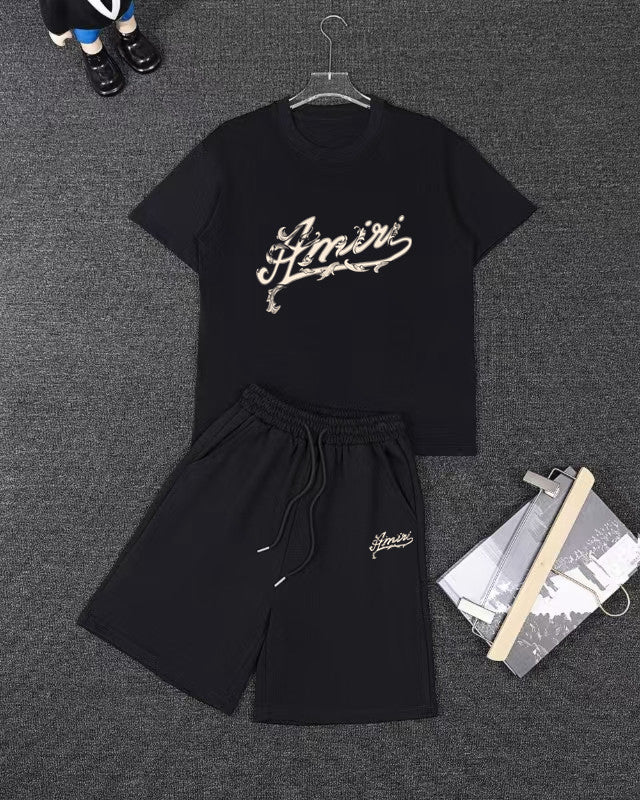 AMIRI Script Logo Short‑Sleeve Tee & Drawstring Shorts Set