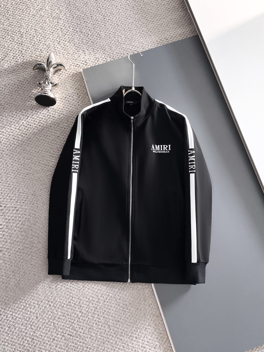 AMIRI Hollywood‑CA Embroidered Stripe Track Jacket & Straight‑Leg Track Pants Tracksuit Set