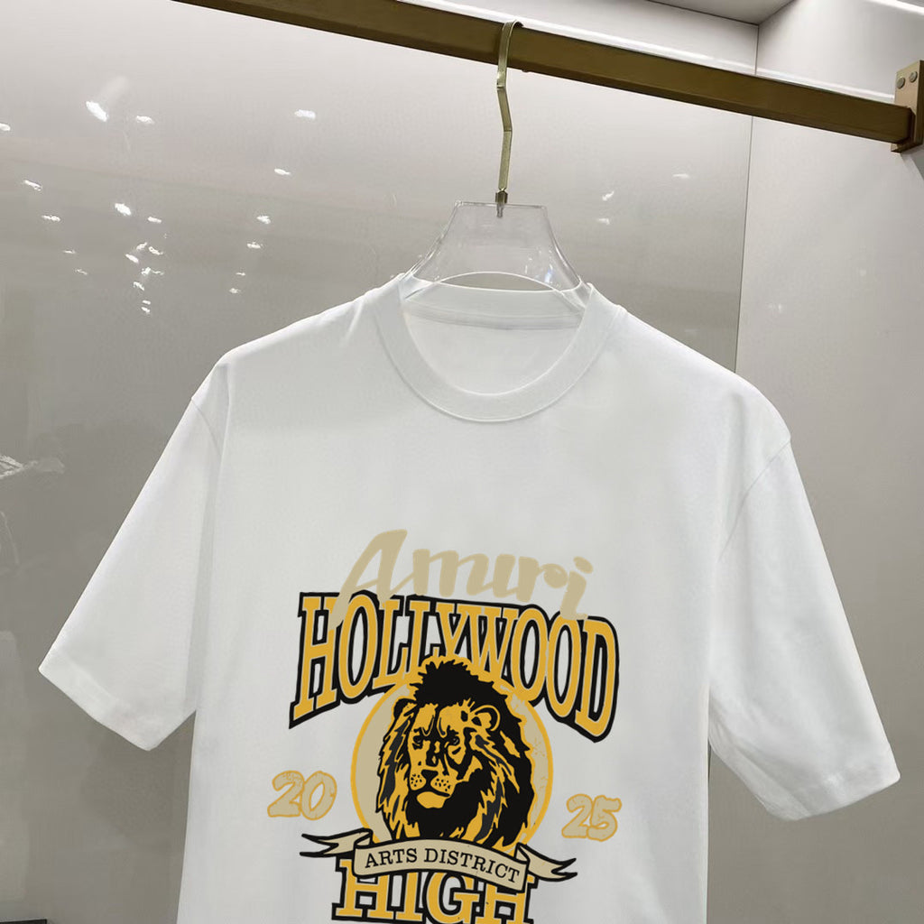 AMIRI Hollywood High Lion Graphic Crew Neck Short‑Sleeve T‑Shirt