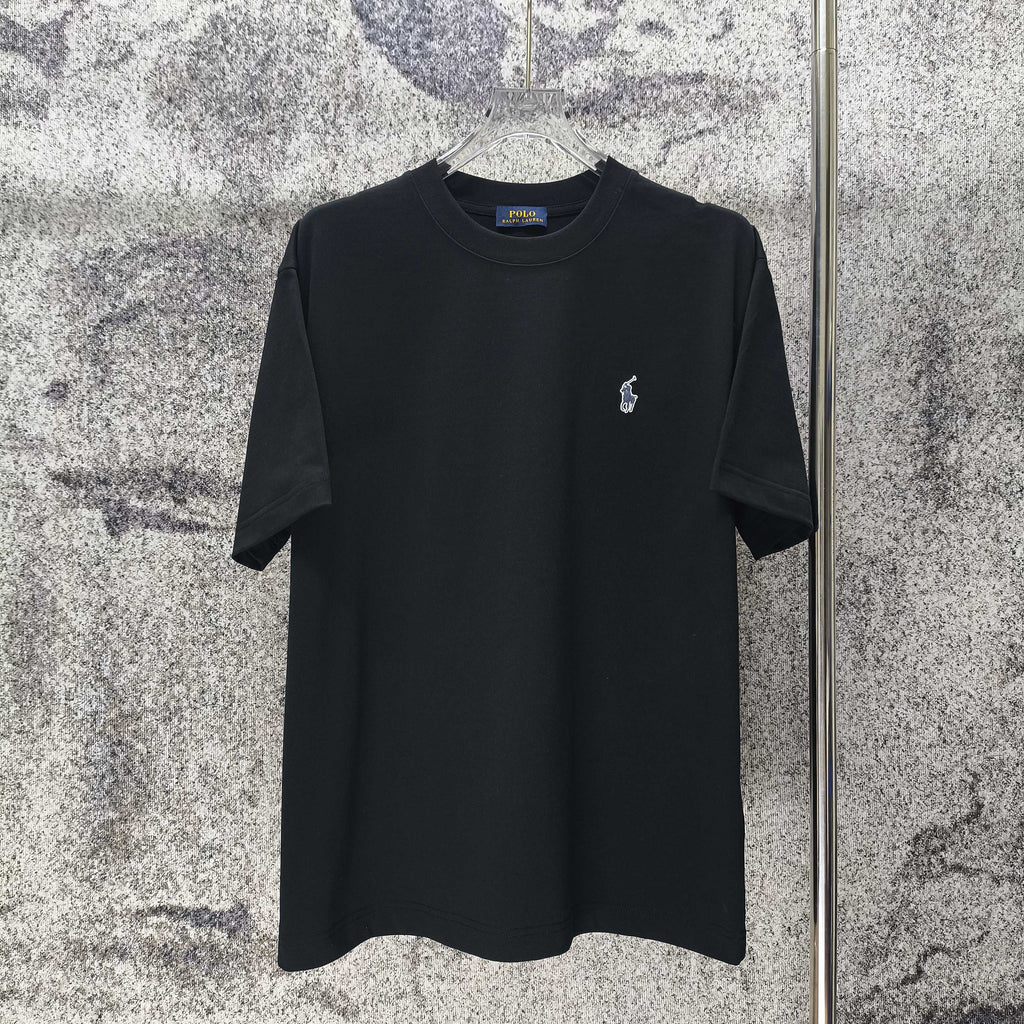 Men's Crew‑Neck Short‑Sleeve T‑Shirt with Small Blue Pony Embroidery