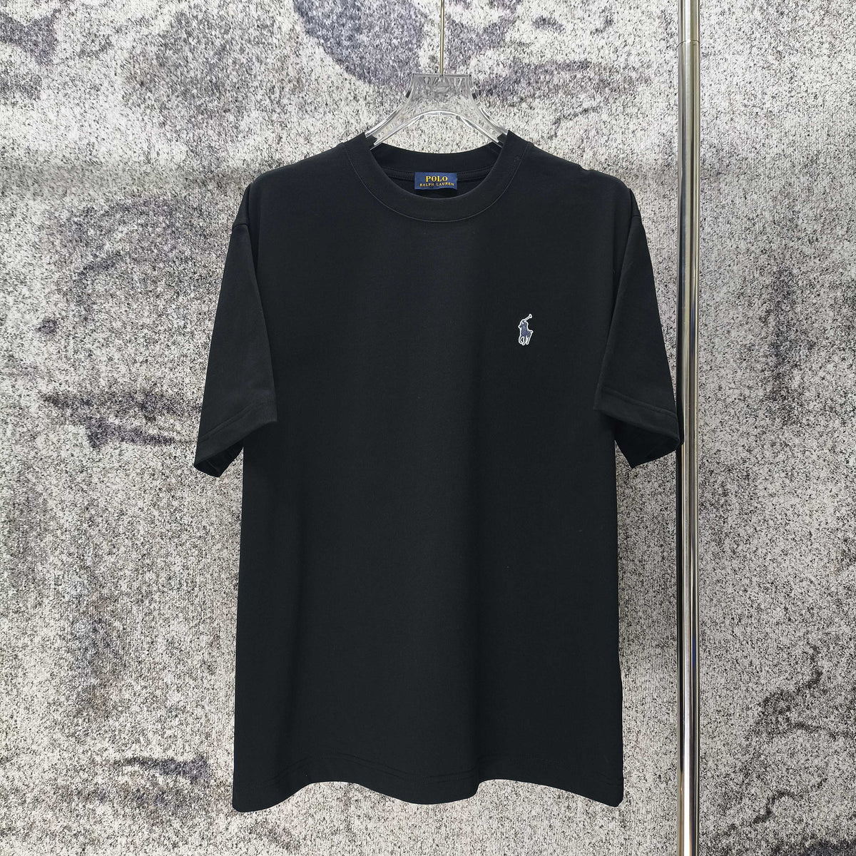 Men's Crew‑Neck Short‑Sleeve T‑Shirt with Small Blue Pony Embroidery