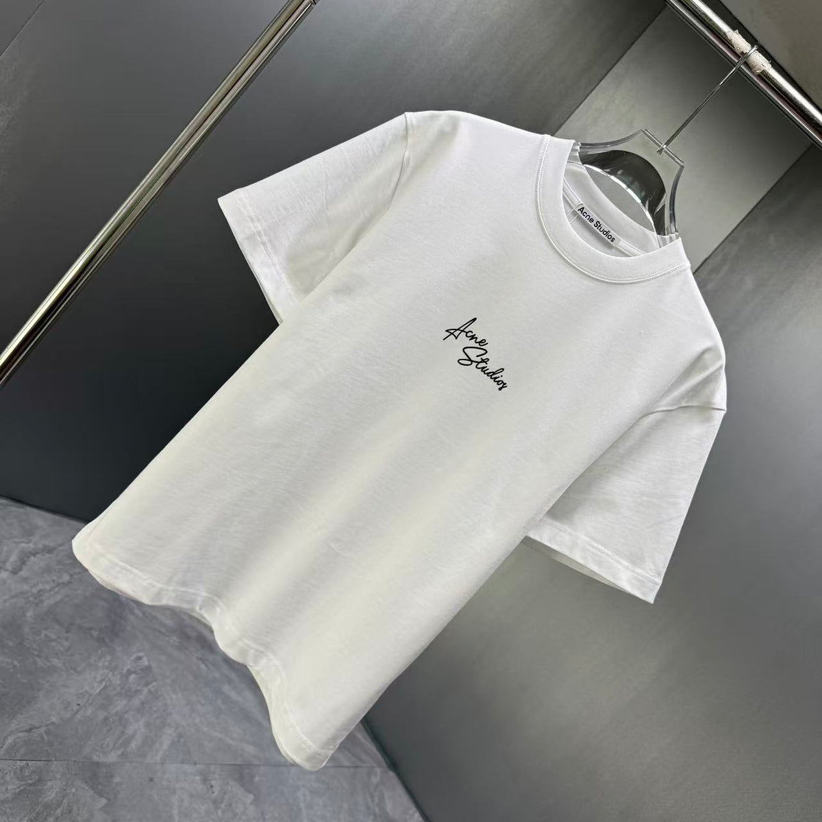 Acne Studios Chest Script‑Logo Crew‑Neck Short‑Sleeve T‑Shirt