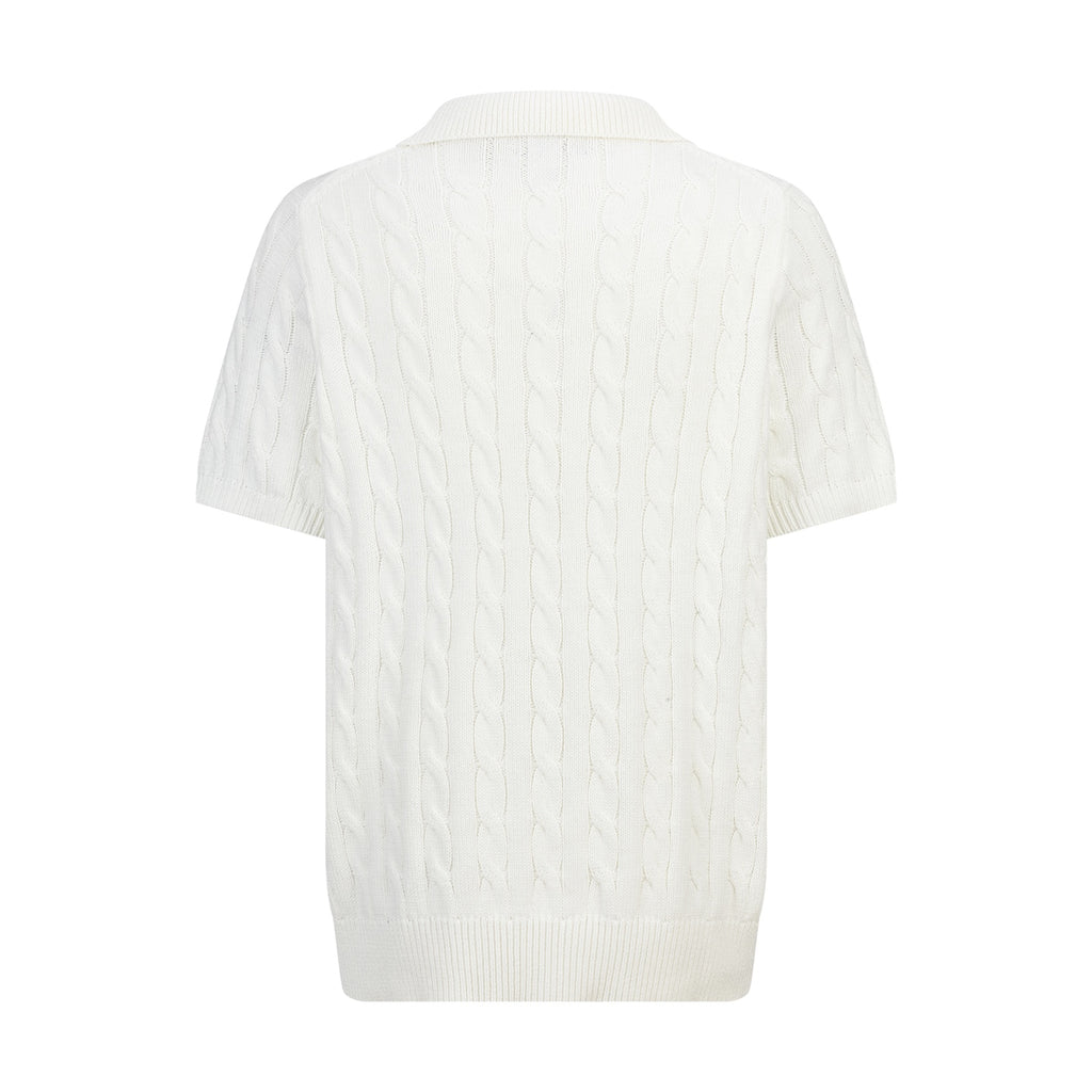 Polo Ralph Lauren Men’s Cable‑Knit Short‑Sleeve Polo Shirt With Navy Pony Embroidery
