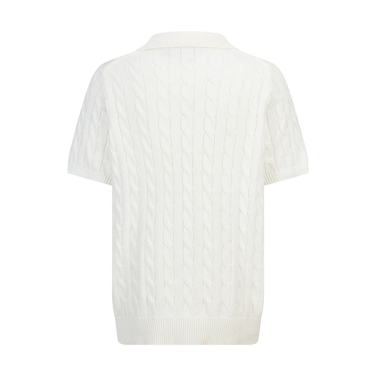 Polo Ralph Lauren Men’s Cable‑Knit Short‑Sleeve Polo Shirt With Navy Pony Embroidery