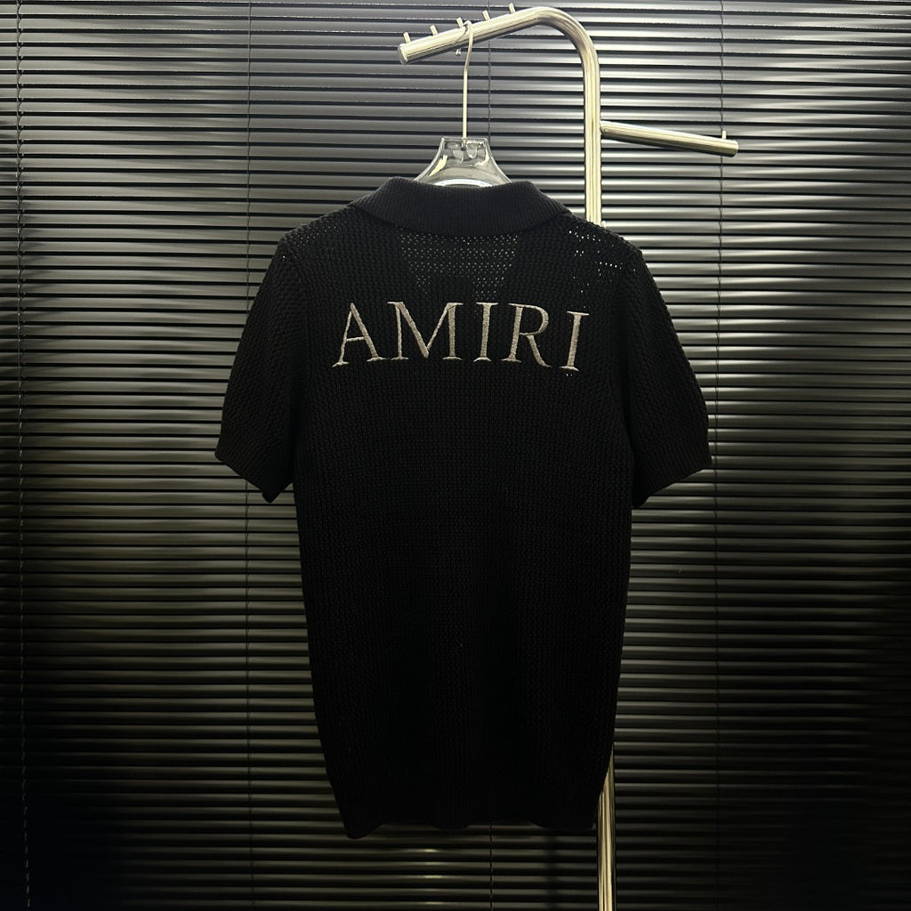 AMIRI Minimal Logo Short‑Sleeve Knit Cardigan