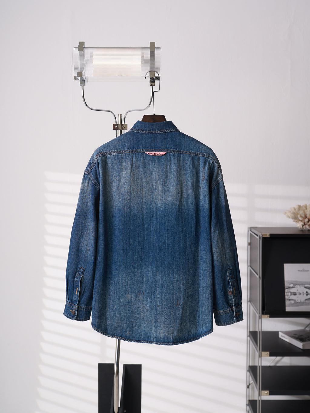 Acne Studios Vintage Distressed Oversized Denim Long‑Sleeve Shirt