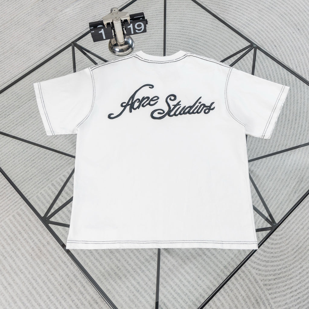 Acne Studios Contrast‑Stitch Script Logo Crew‑Neck Short‑Sleeve T‑Shirt