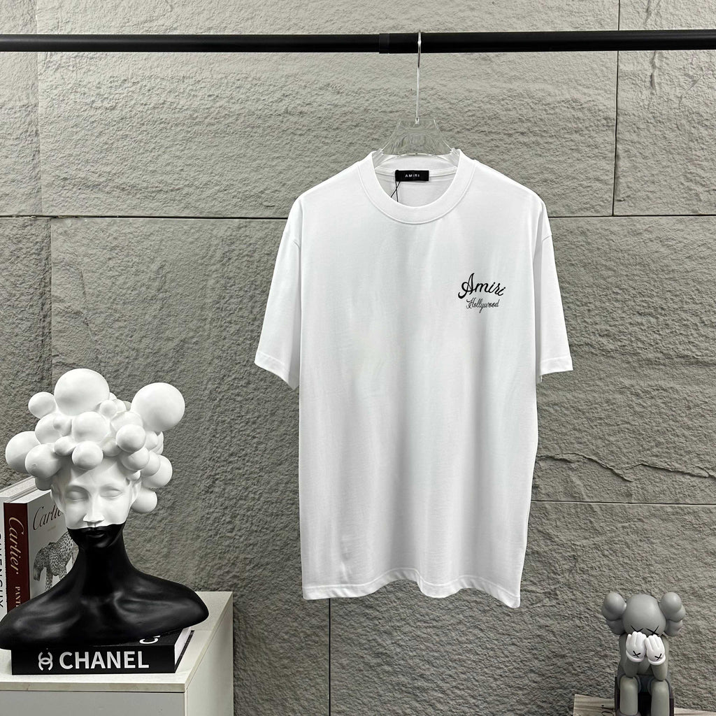 AMIRI Hollywood Cursive Back‑Print Crew‑Neck Short‑Sleeve T‑Shirt
