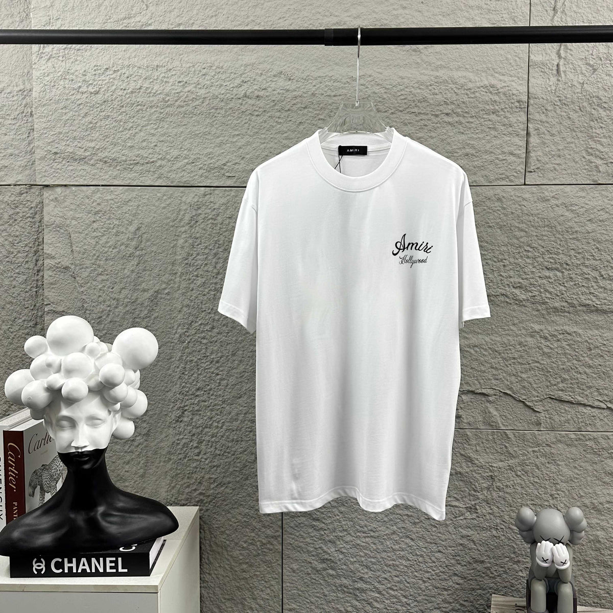 AMIRI Hollywood Cursive Back‑Print Crew‑Neck Short‑Sleeve T‑Shirt
