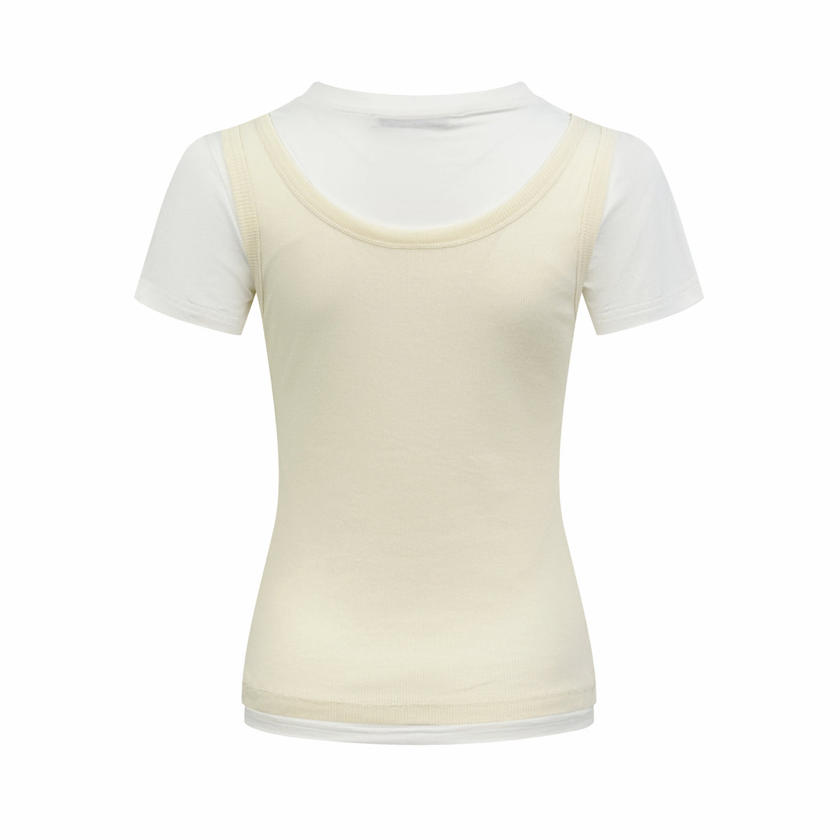 Acne Studios 1996‑Label Mock‑Layered Ribbed Tank Short‑Sleeve Top