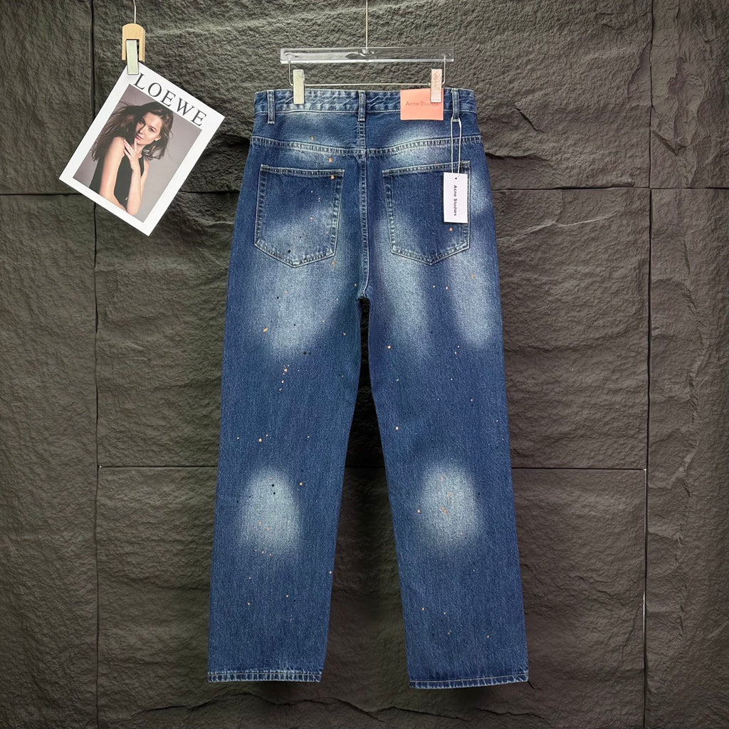 Acne Studios Paint‑Splatter Distressed Straight‑Leg Jeans
