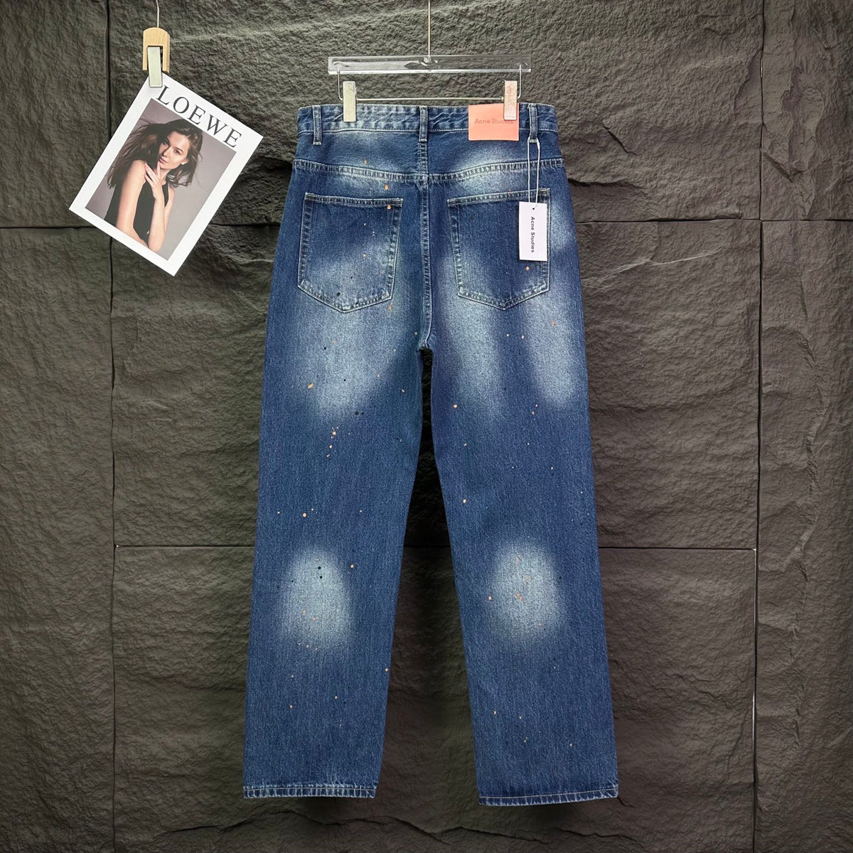 Acne Studios Paint‑Splatter Distressed Straight‑Leg Jeans