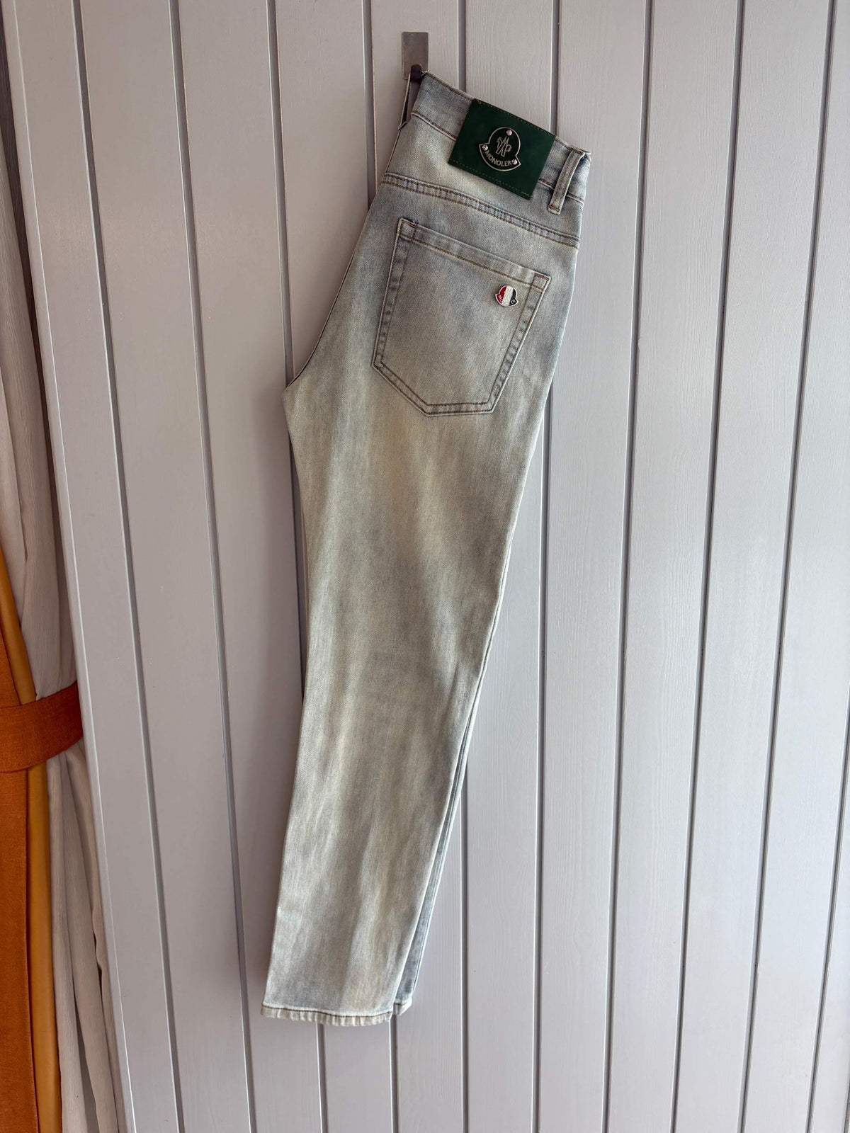Moncler Light Wash Badge Denim Jeans