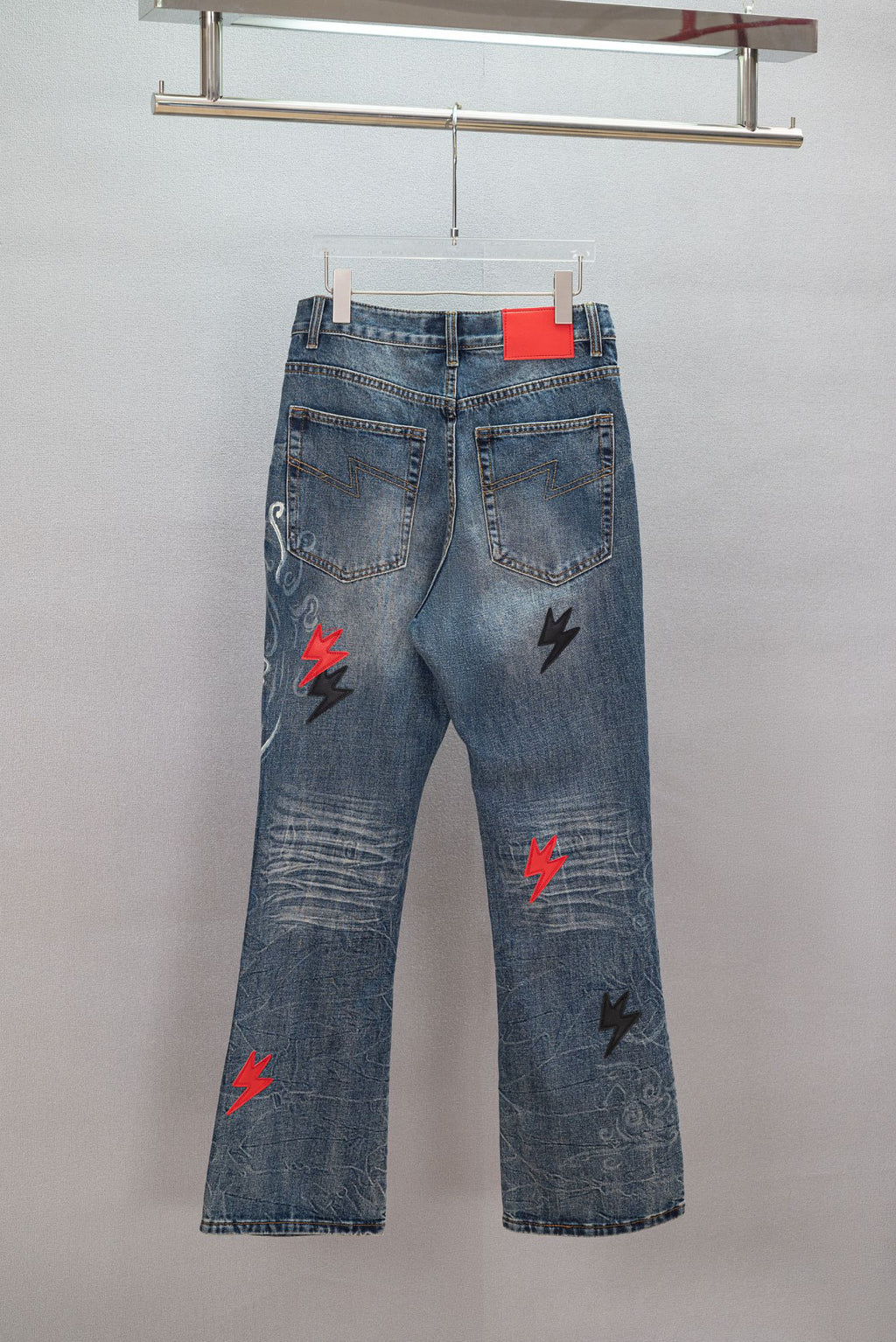 Acne Studios Lightning Embellished Flare Denim Jeans