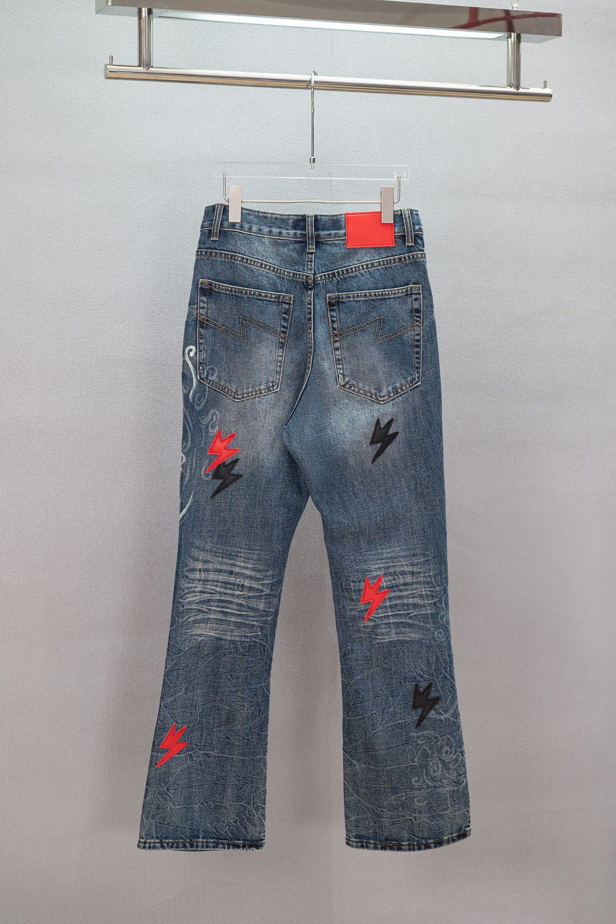 Acne Studios Lightning Embellished Flare Denim Jeans