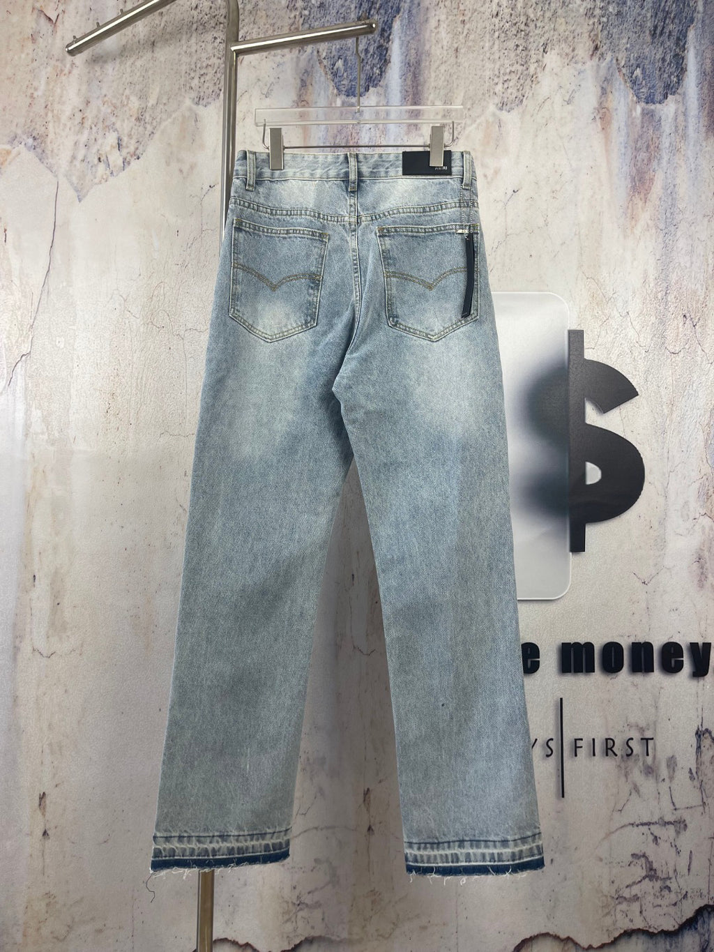 AMIRI Ornamental Stud Embellished Light‑Wash Flared Denim Jeans