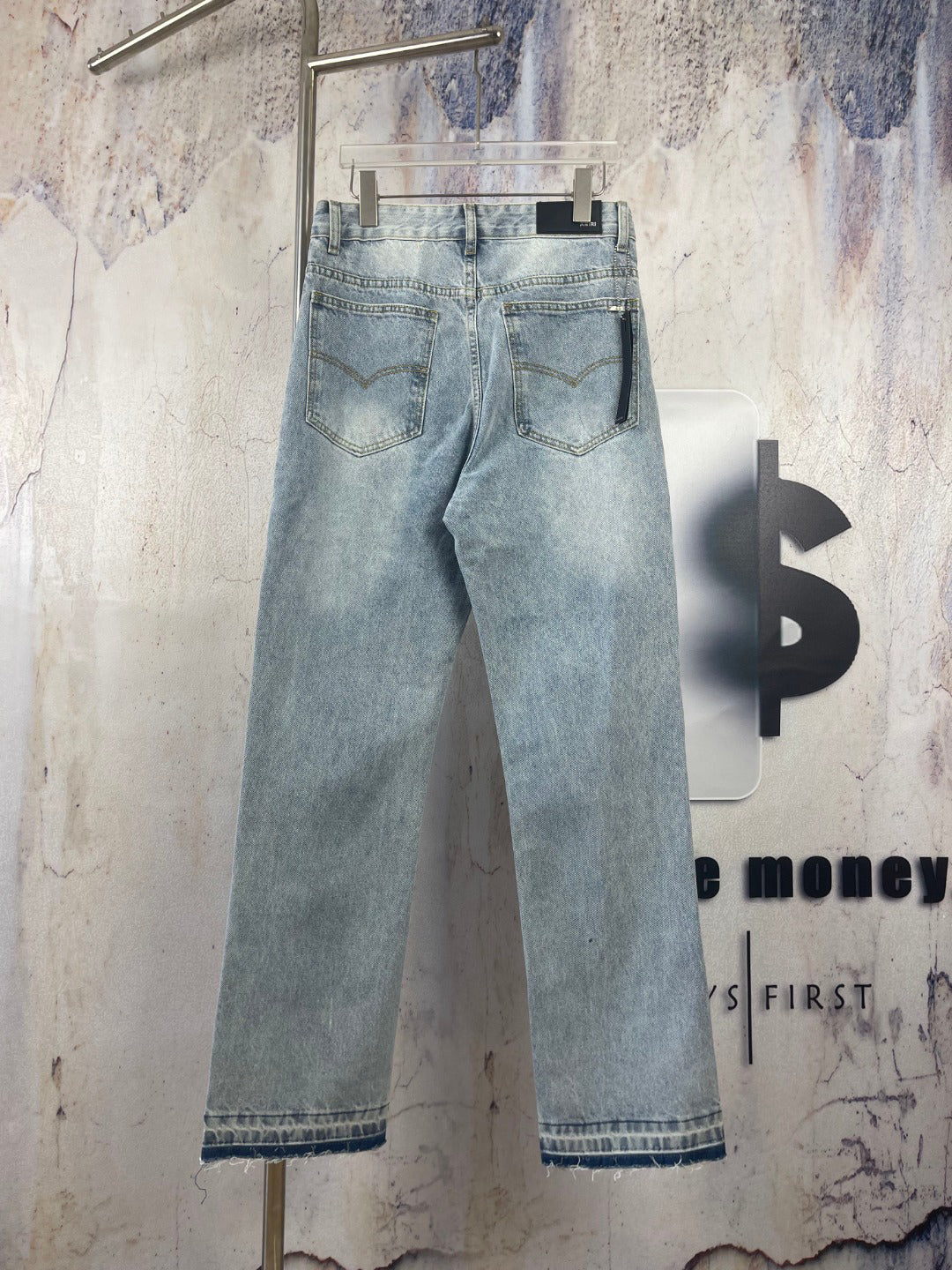 AMIRI Ornamental Stud Embellished Light‑Wash Flared Denim Jeans