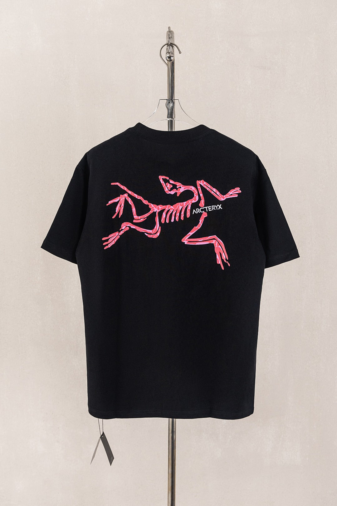 Arc'teryx Men Crew Neck T‑Shirt Back Skeleton Bird Grid Print White Street Casual Tee