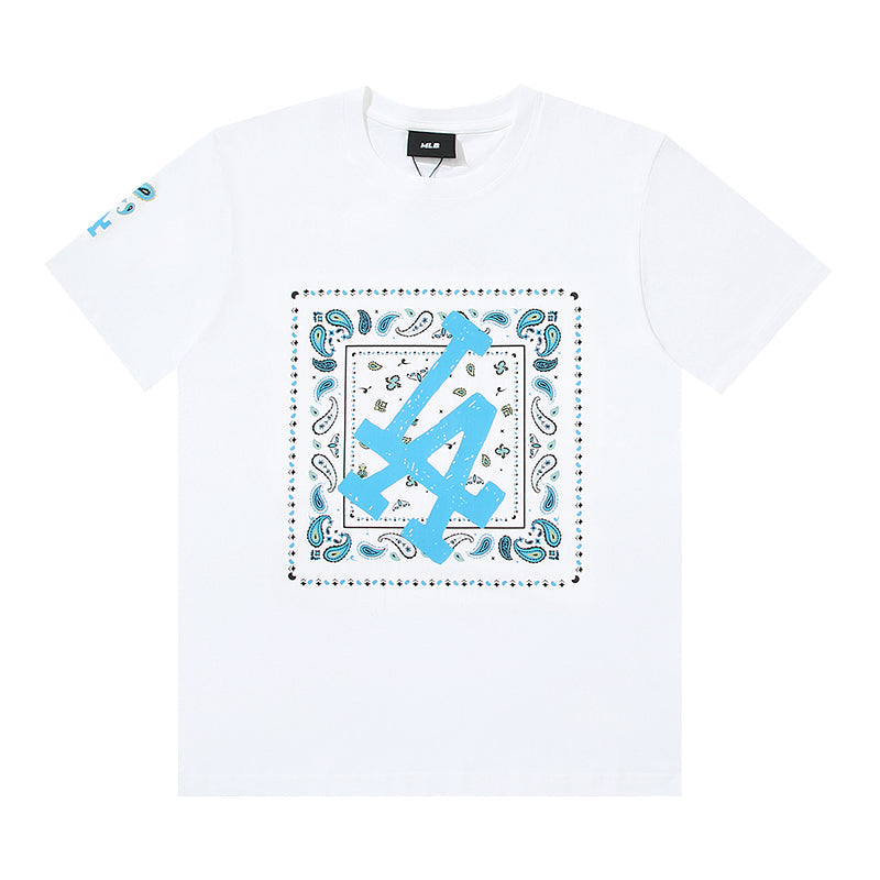 MLB Square Paisley Frame Logo Cotton Crew‑Neck Short‑Sleeve T‑Shirt
