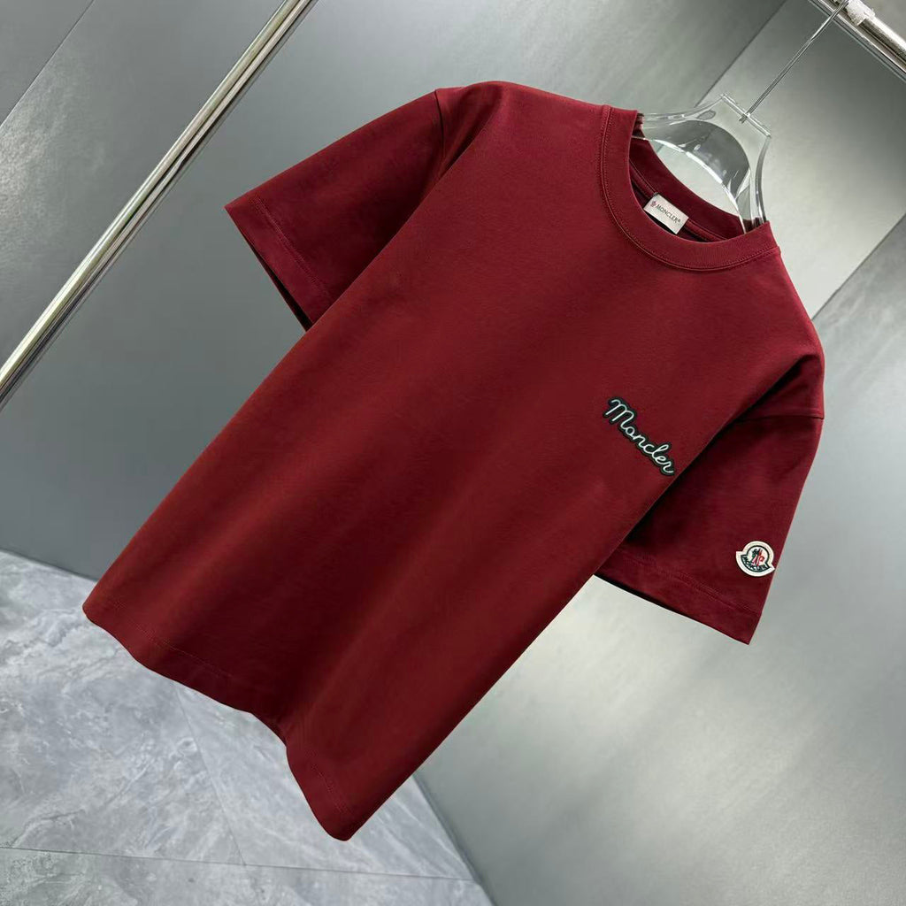 Moncler Script Logo T-Shirt Burgundy