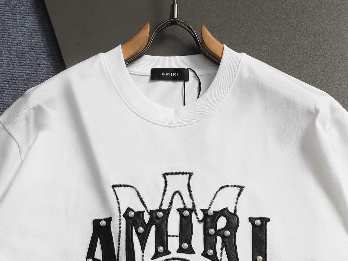 AMIRI Studded Heart Graphic Crew Neck Short‑Sleeve T‑Shirt
