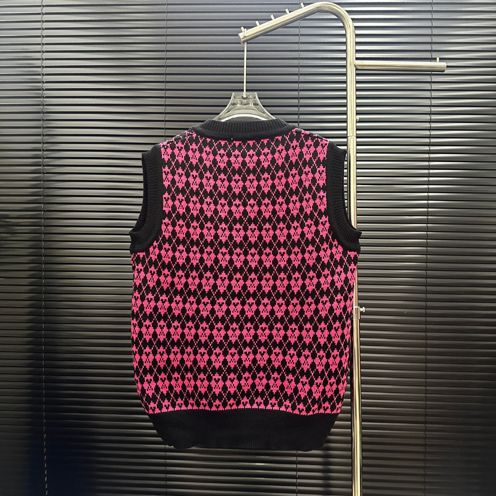 AMI Argyle Jacquard V‑Neck Knit Vest