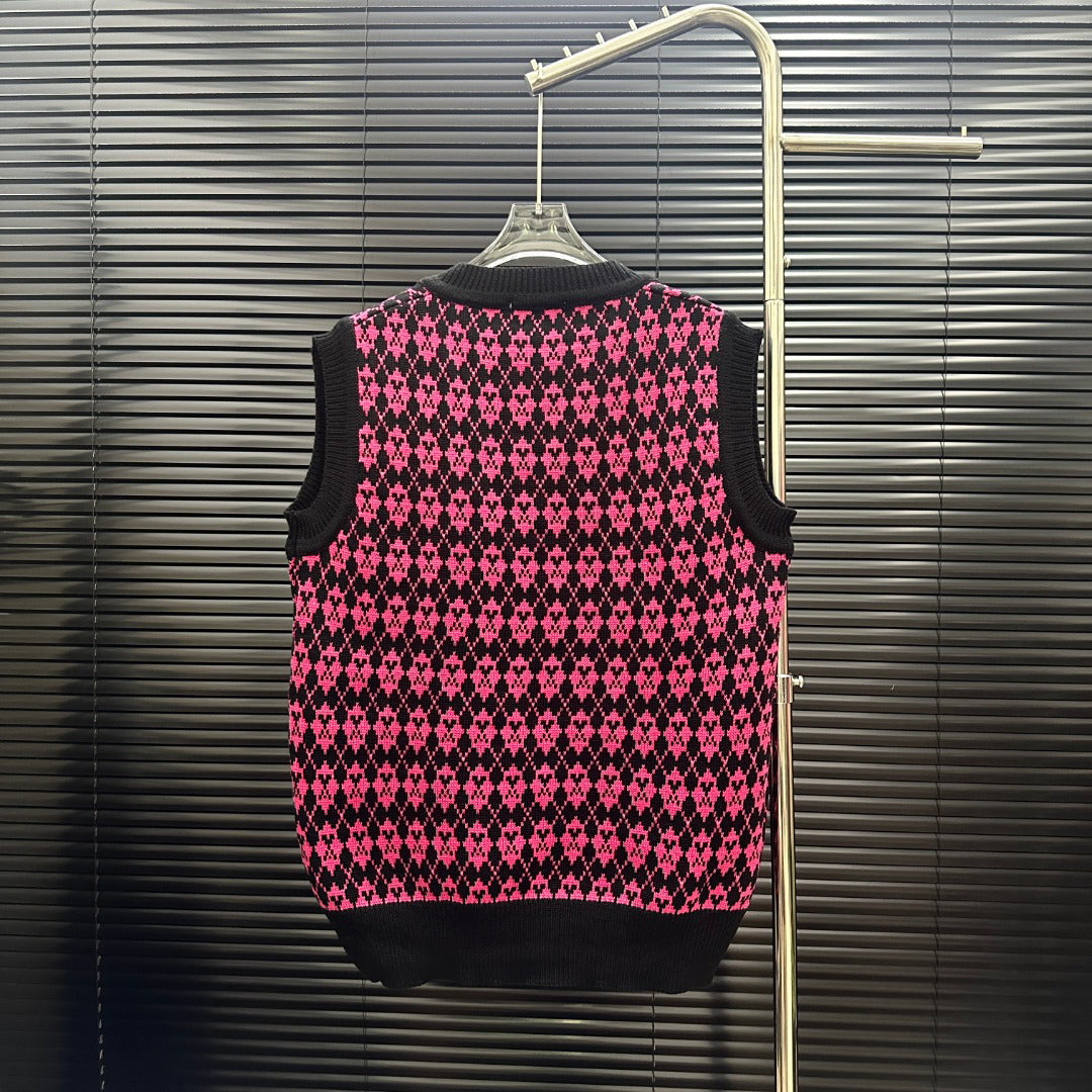 AMI Argyle Jacquard V‑Neck Knit Vest