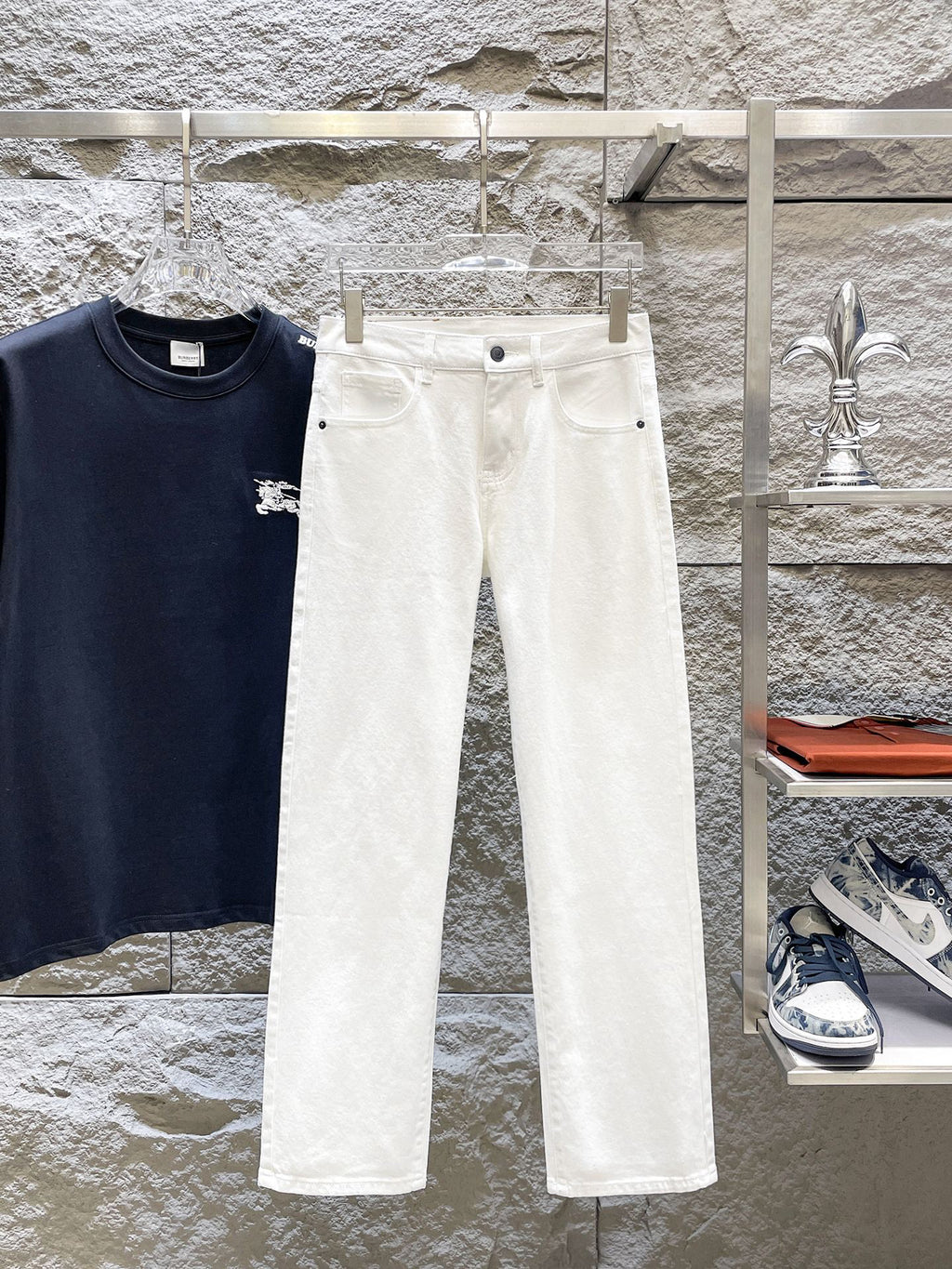 Ralph Lauren Men's White Wide‑Leg Denim Pants