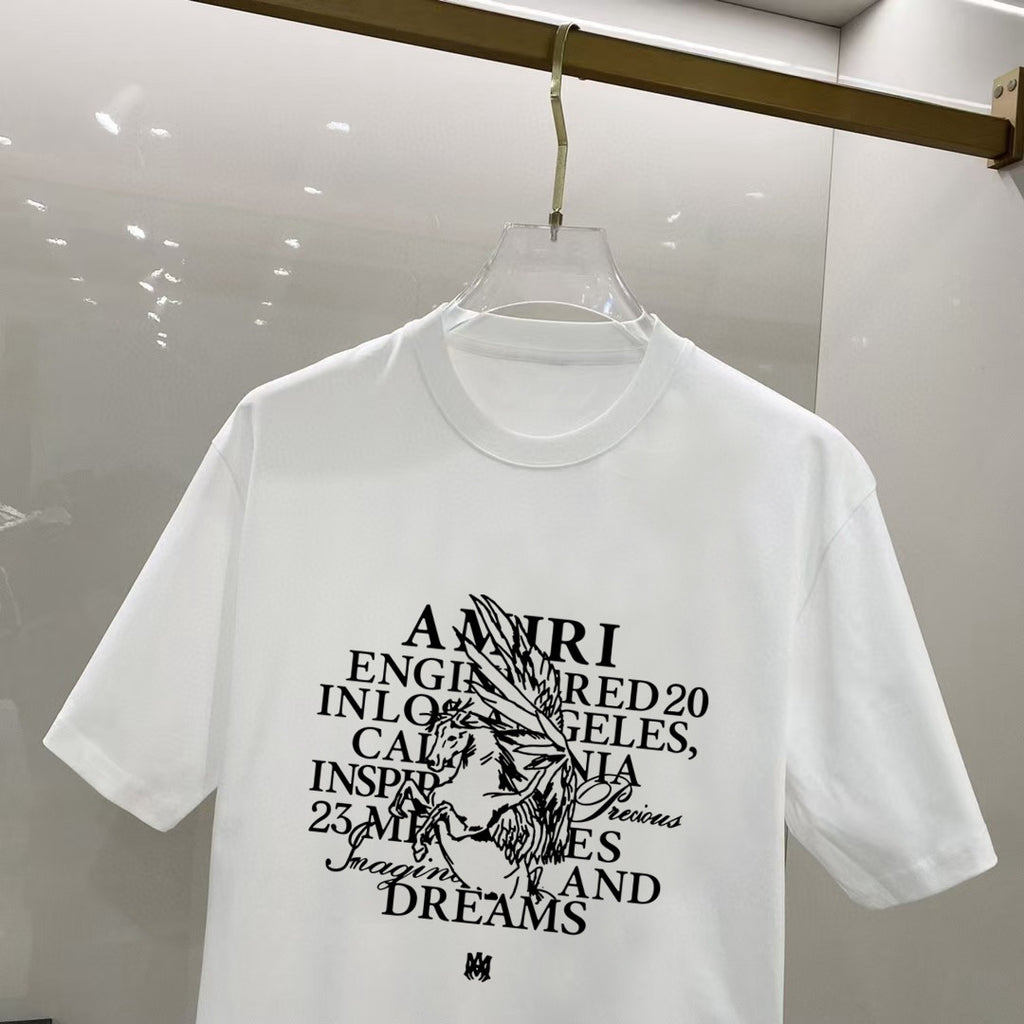 AMIRI Los Angeles Text Portrait Graphic Crew Neck Short‑Sleeve T‑Shirt
