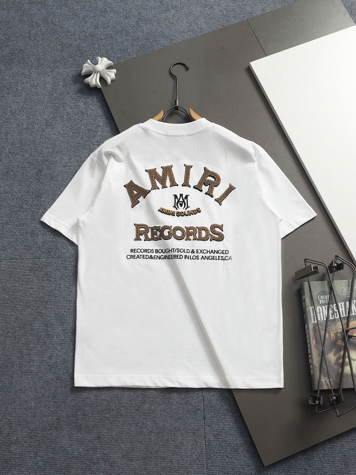 AMIRI Sounds Small Chest Logo Crew‑Neck Short‑Sleeve T‑Shirt